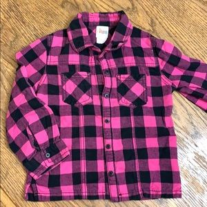 Pink and black plaid button up